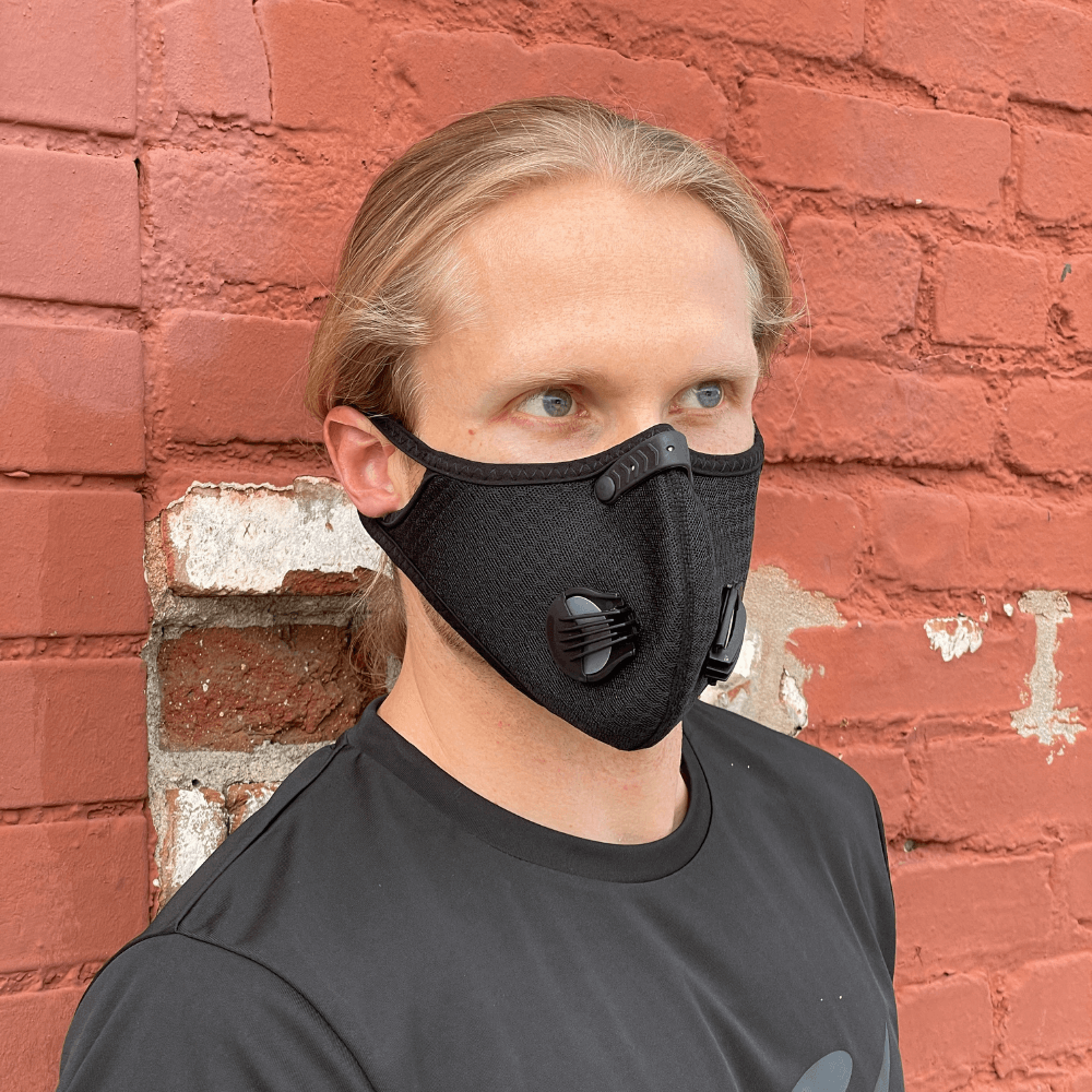 Performance Sports Face Mask with Activated Carbon Filter and Breathing Valves